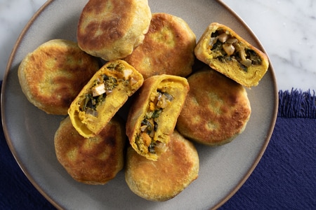 Pães vegetarianos ao curry