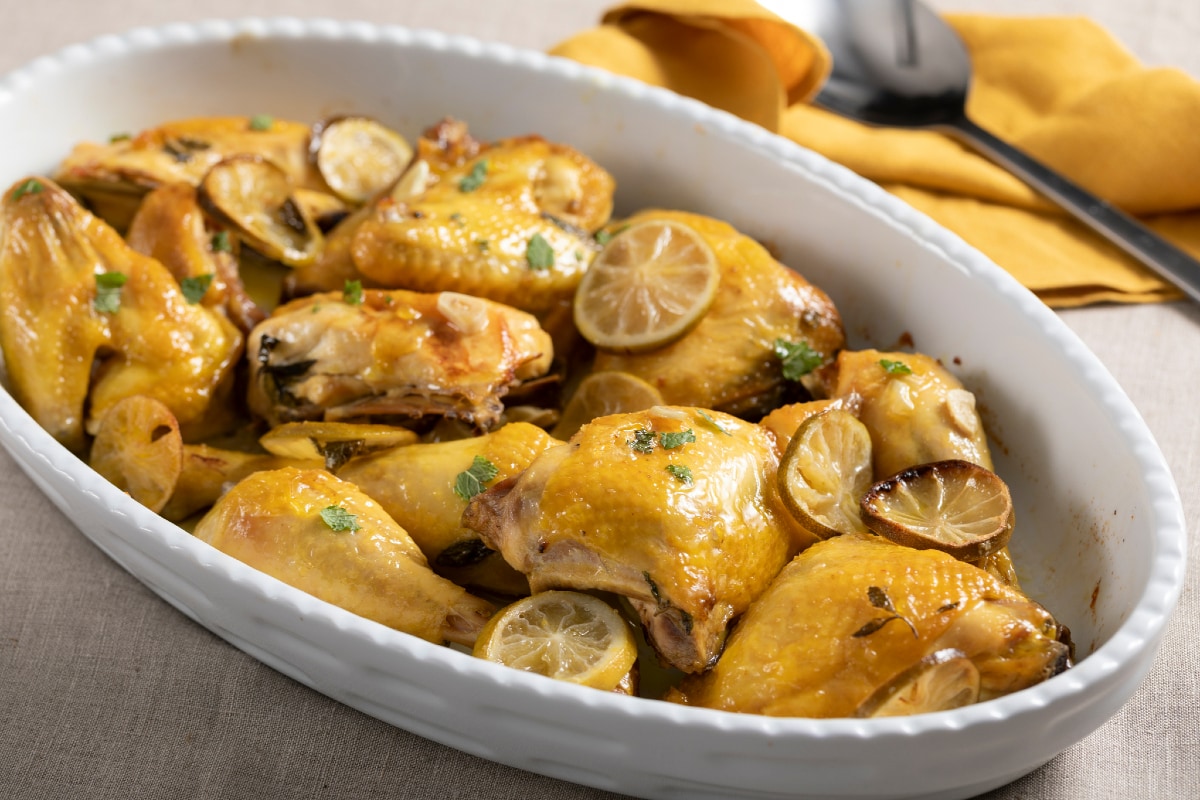 Frango com limão e hortelã