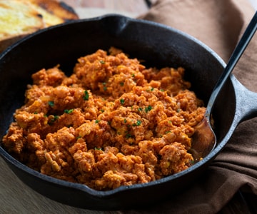 Ovos mexidos com tomate