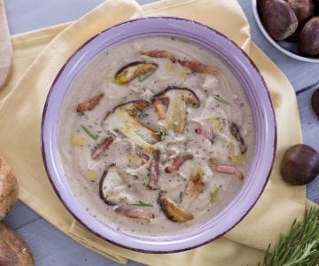 Creme de castanhas com porcini e guanciale crocante
