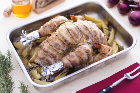 Frango recheado assado