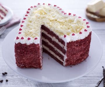 Coração red velvet com mousse de café