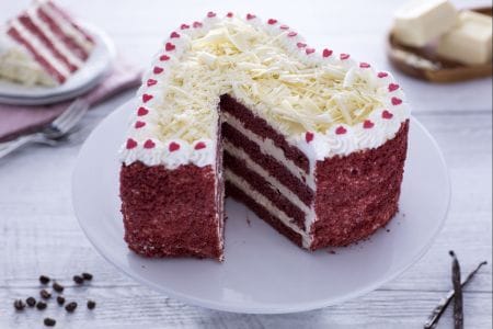 Coração red velvet com mousse de café