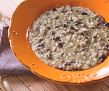 Risotto com cogumelos champignon e chiodini