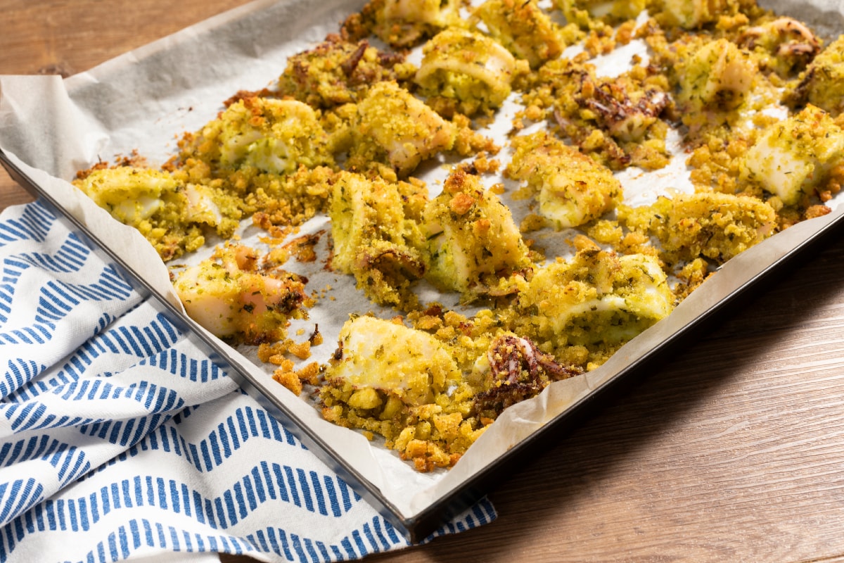 Lulas gratinadas no forno