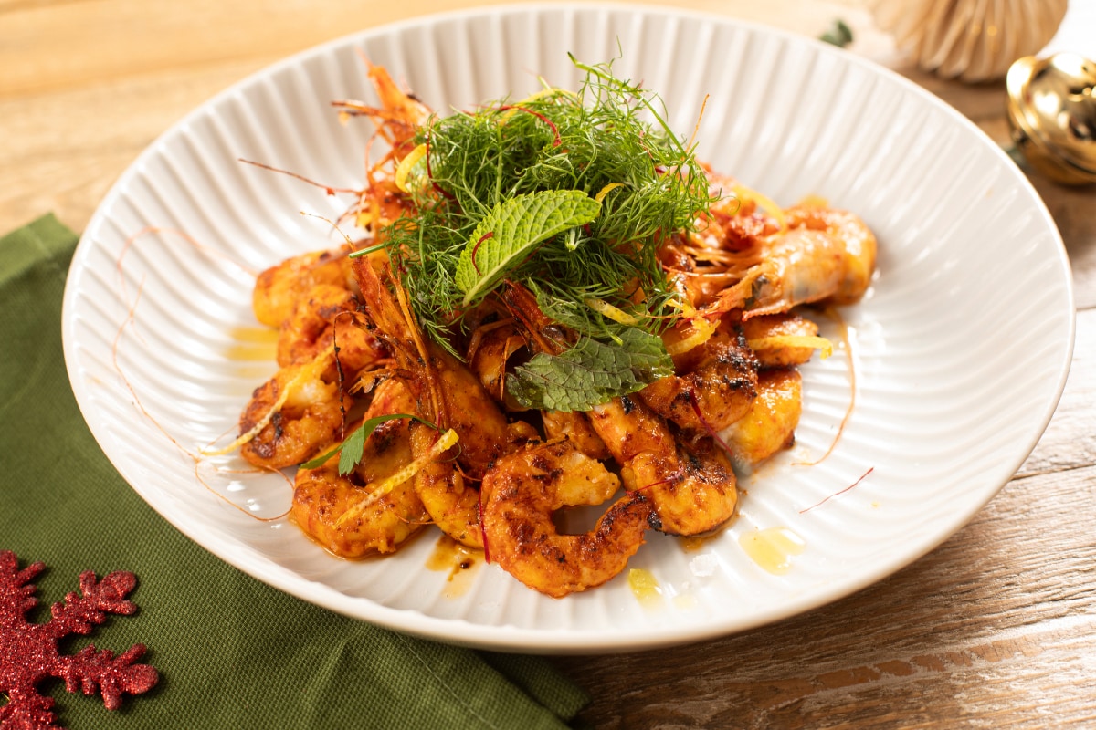 Camarões marinados na chapa