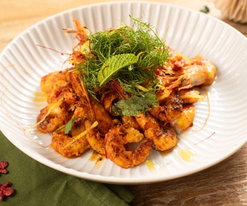 Camarões marinados na chapa