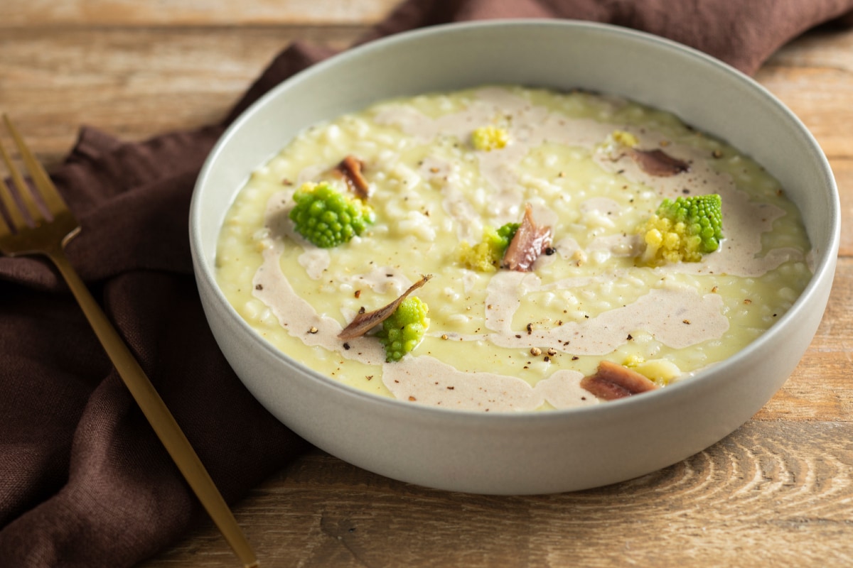 Risoto com brócolis e bagna caoda rápido