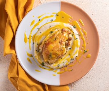 Frango com couve-flor e molho de mostarda