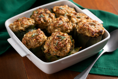 Alcachofras recheadas vegetarianas