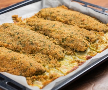 Filés de robalo gratinados