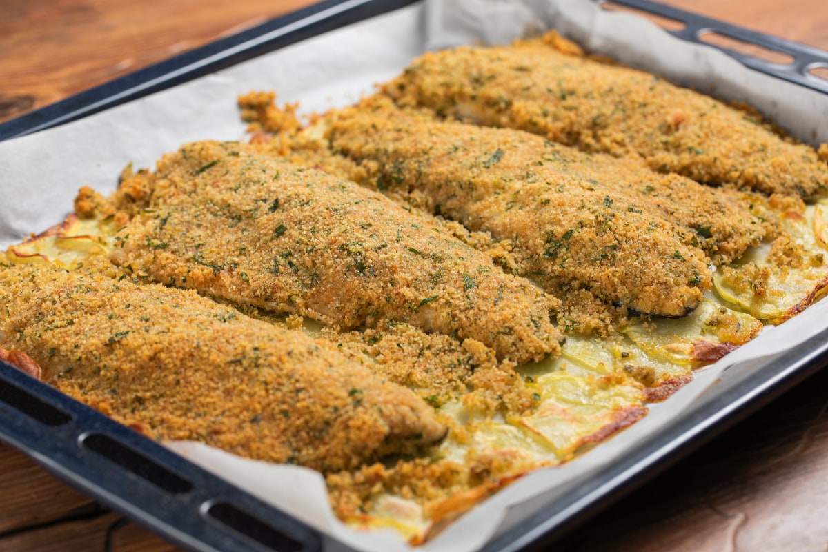 Filés de robalo gratinados