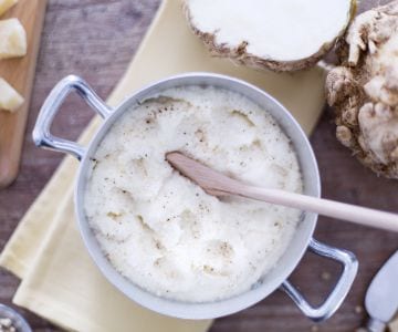 Purê de aipo-rábano com creme de leite