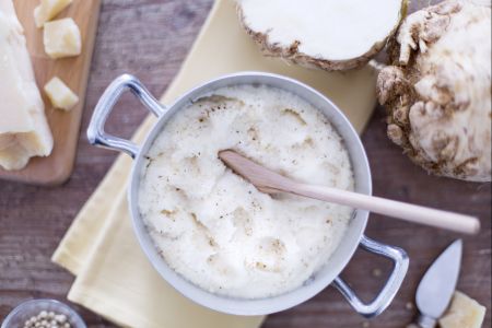 Purê de aipo-rábano com creme de leite