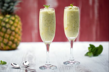 Sorbete de abacaxi e hortelã