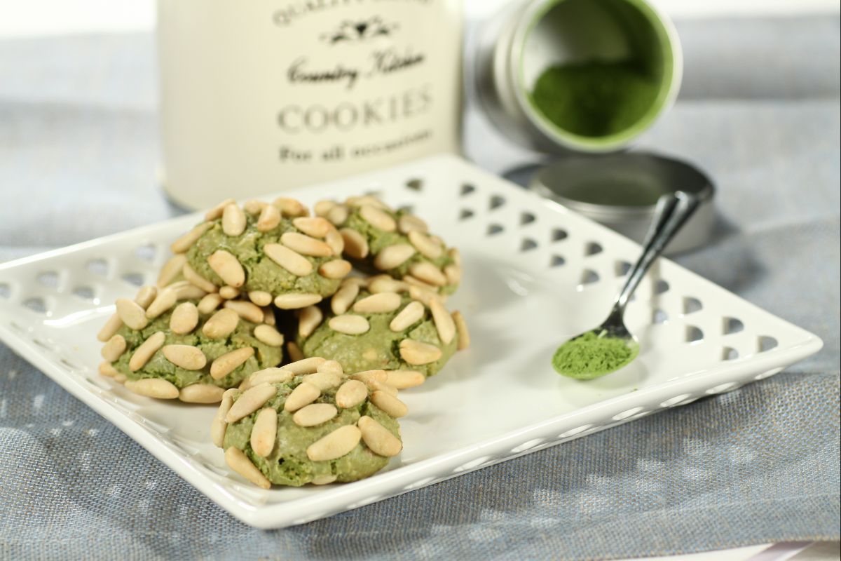 Biscoitos de chá Matcha