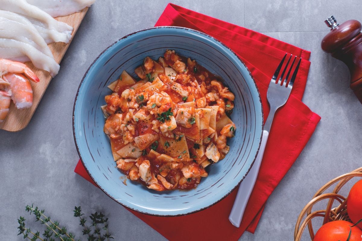 Maltagliati ao ragu de peixe