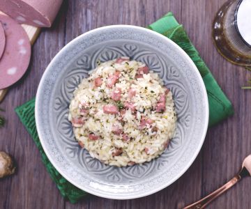 Risotto alla birra e mortadella