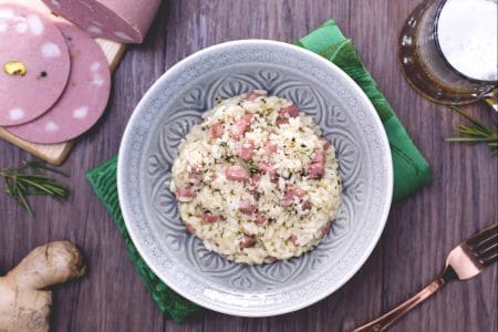 Risotto alla birra e mortadella