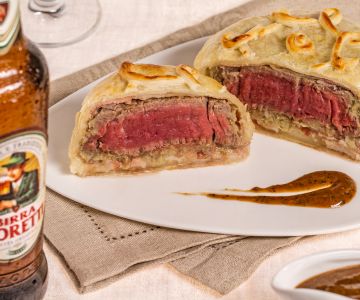 Filé de carne em crosta de cerveja
