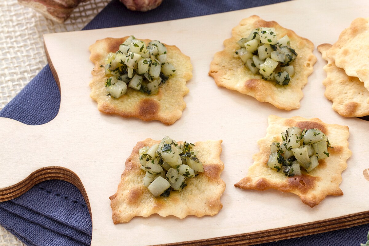 Folhados com alcachofras de Jerusalém salteadas