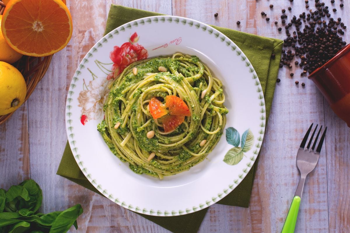 Bavette com pesto de cítricos