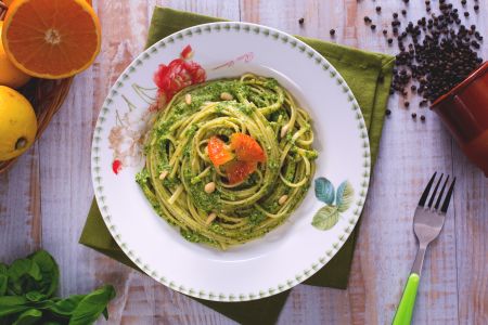 Bavette com pesto de cítricos