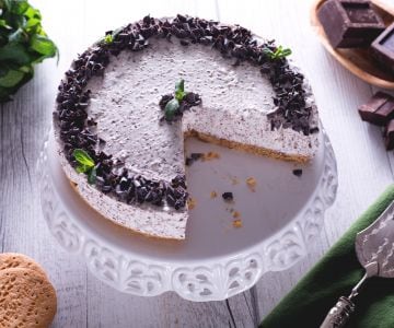 Cheesecake de menta e chocolate