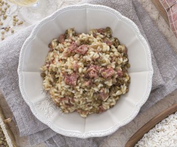 Risoto com cotechino, lentilhas e espumante