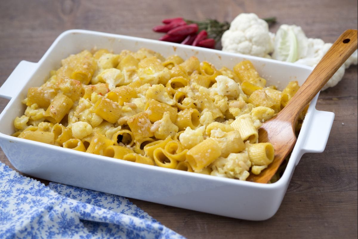 Massa gratinada com couve-flor