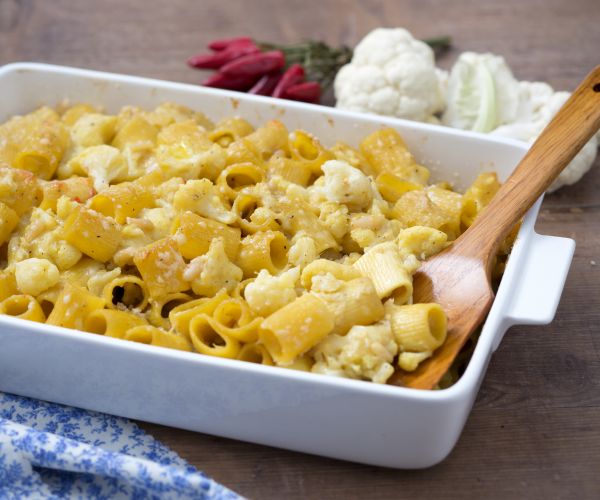 Massa gratinada com couve-flor