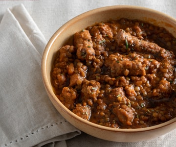 Lentilhas e linguiça