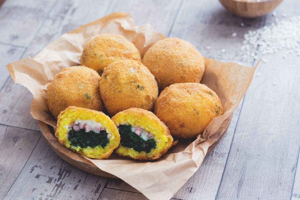 Arancini com espinafre