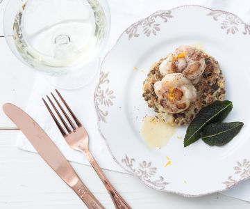 Rosti de lentilhas com tamboril