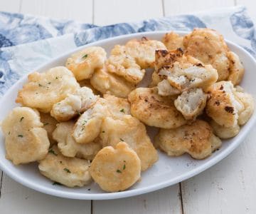 Pizzelle de bacalhau e couve-flor