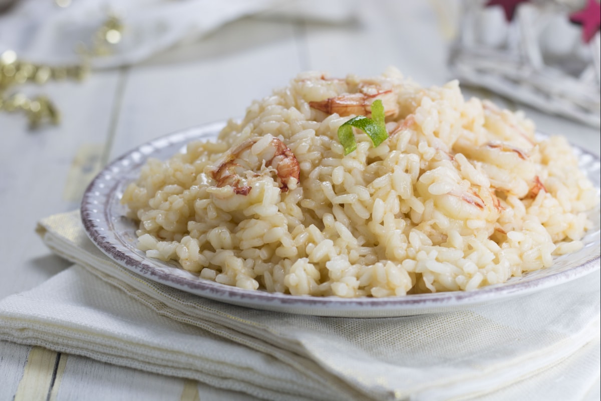 Risoto de camarão, limão e prosecco