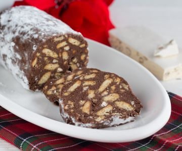 Salame de chocolate e torrone