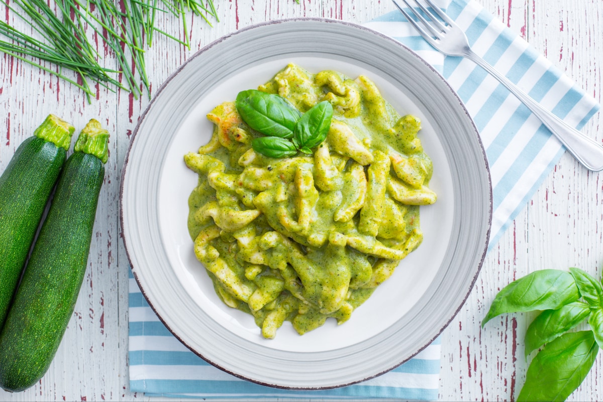 Frango com creme de abobrinha