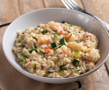 Risoto de camarão e abobrinha
