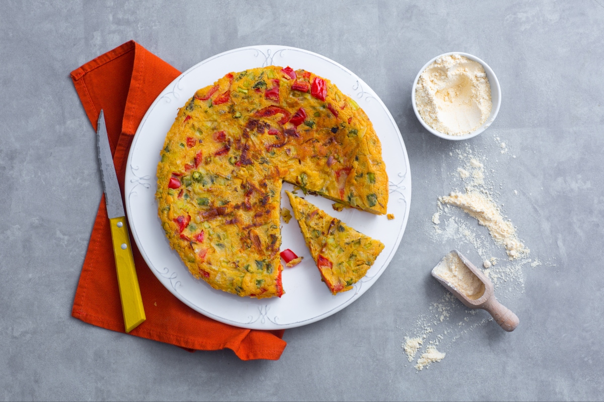 Frittata com farinha de grão-de-bico