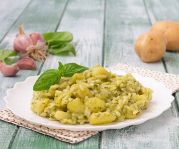 Risoto ao pesto e batatas