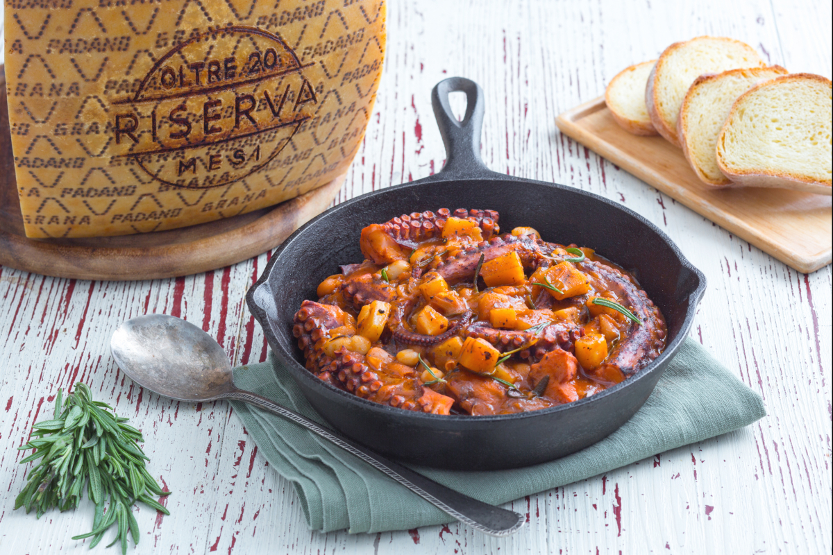 Polvo e feijão ensopado