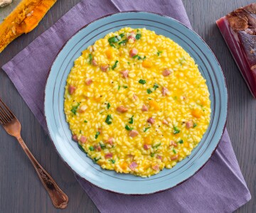 Risotto de abóbora e speck