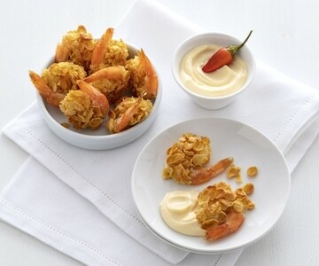 Camarões assados com maionese picante simples