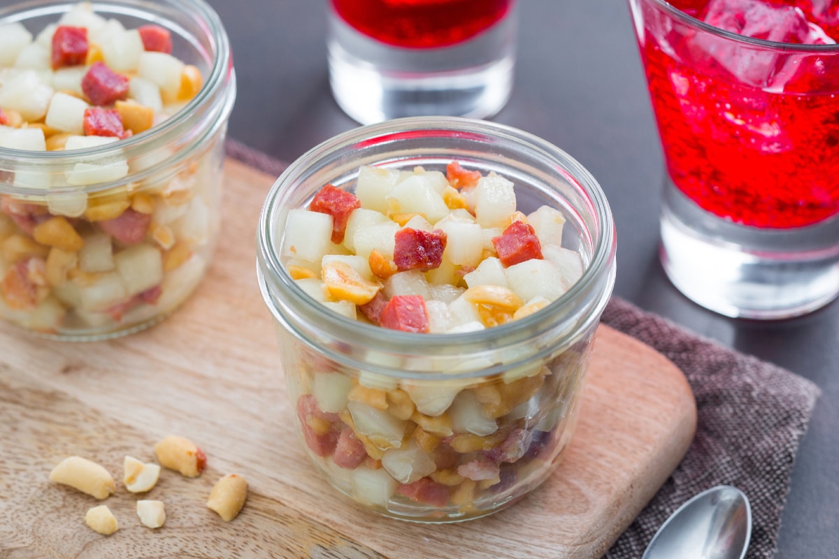 Copinhos de melão e bacon