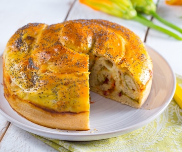 Rústico com salame e flores de abóbora