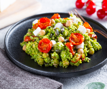 Risotto com pesto de espinafre