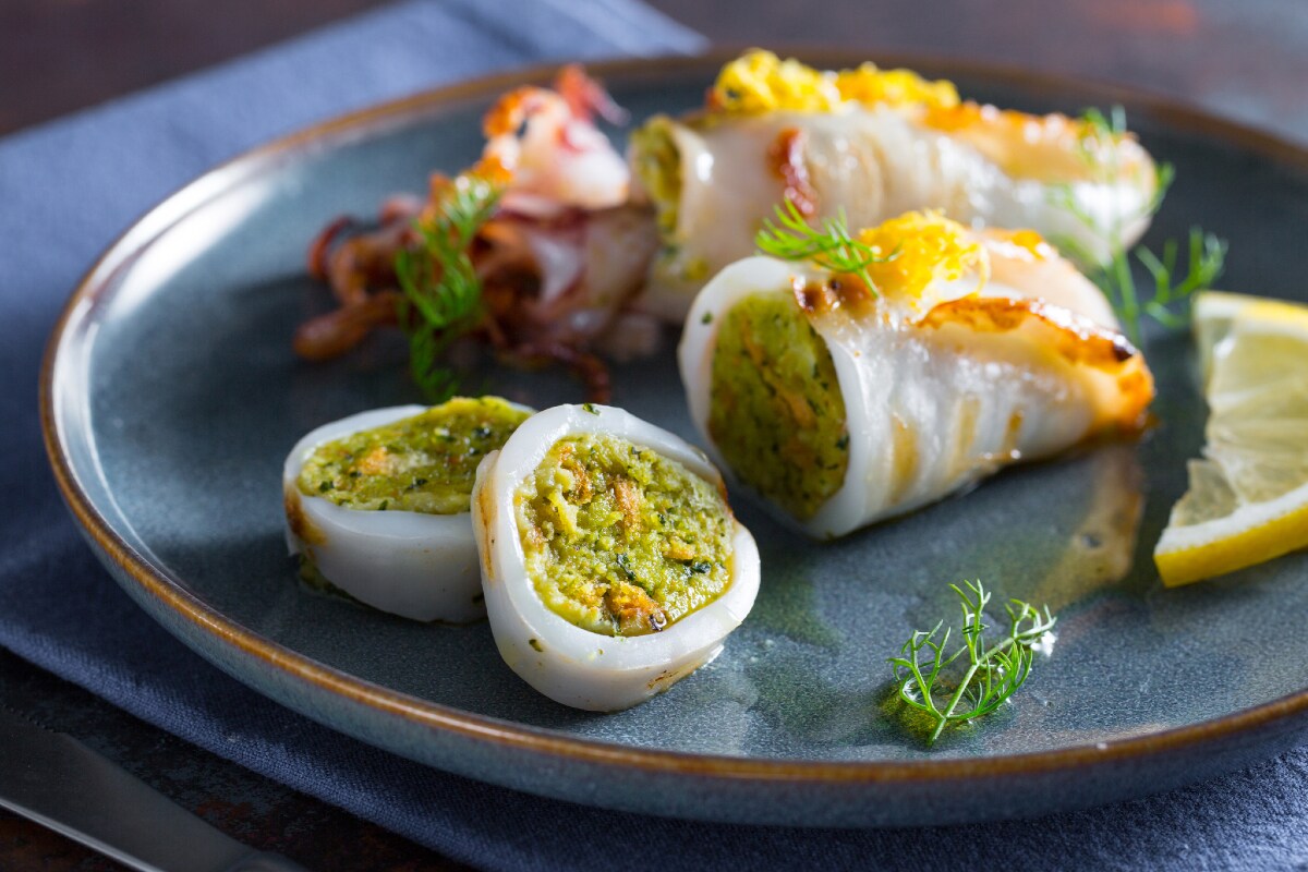 Lula grelhada com limão