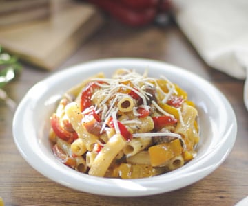 Pasta pimentão e bacon