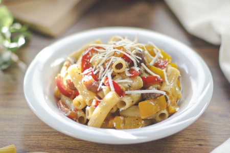 Pasta pimentão e bacon